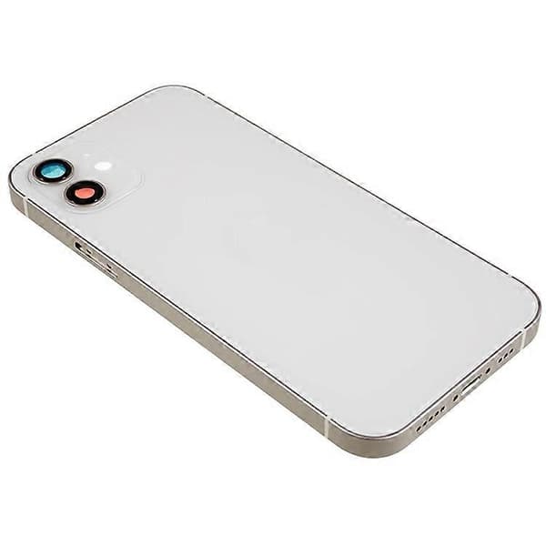 Kompatibel for iPhone 12 6.1 tommer Bak Batteri Hus Deksel+Midtre Plate Ramme+Sideknapper Erstatning, EU Versjon (med CE Logo White