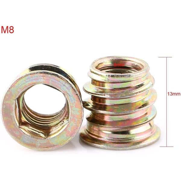 [RM]20-pack M10 Zinc Alloy Threaded Hex Nuts Zinc Alloy Insert Nuts Assortment (M8x13mm)