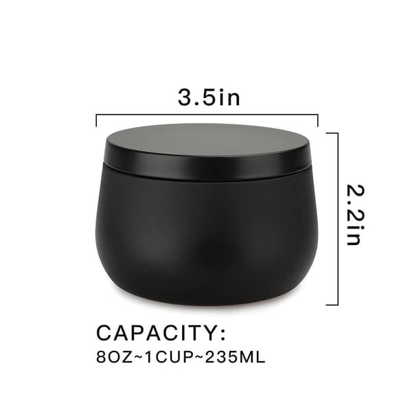 [RM]8 Empty Candle Making Jars - 240 ml Mini Containers - DIY Kit - For Storing Dry Tea, Candy & Spices - Gift Idea - Black