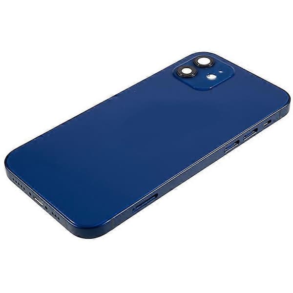 Kompatibel for iPhone 12 6.1 tommer Bak Batteri Hus Deksel+Midtre Plate Ramme+Sideknapper Erstatning, EU Versjon (med CE Logo Blue
