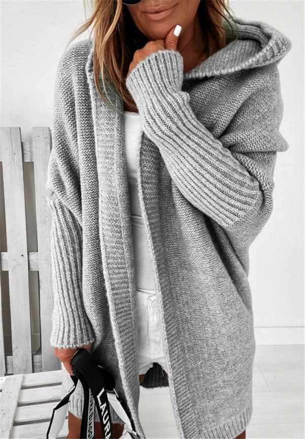 [RM]Women's Long Cardigans Cable Knit Open Front Oversized Hooded O