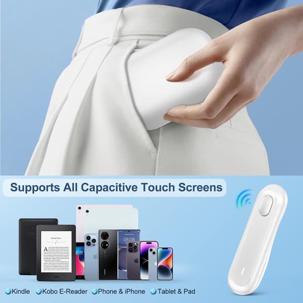 [RM]Page Turner for Kindle PaperWhite, Remote Control for Kindle iPad iPhone, Wireless Clicker for Bed Reading Ki