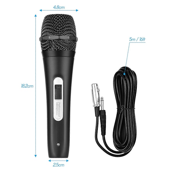 [RM]Handheld Wired Dynamic Microphone Mic XLR Cable 6.35mm Plug for Karaoke Singing Network Broadcasting Live Streaming Speech with 5 Meter Audio [D]