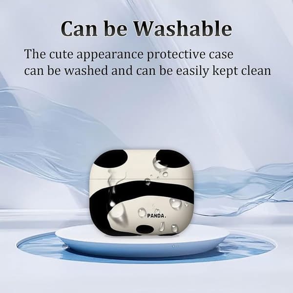 [RM]AirPods 3 Case - Soft Silicone Protection - Shockproof - Scratch-Resistant - Strap - Panda Vit, Svart