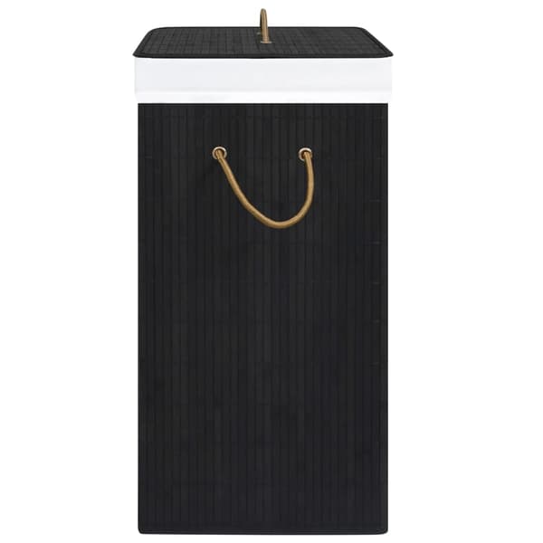 [RM]vidaXL Laundry Basket Bamboo with 1 Section Black Svart black