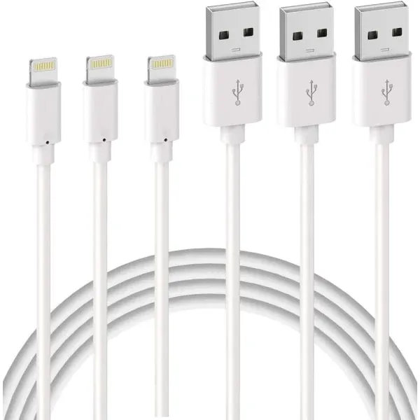 [RM]3-pack 2 m iPhone Charging Cable, USB to Lightning Cable, iPhone Cable Compatible with iPhone White