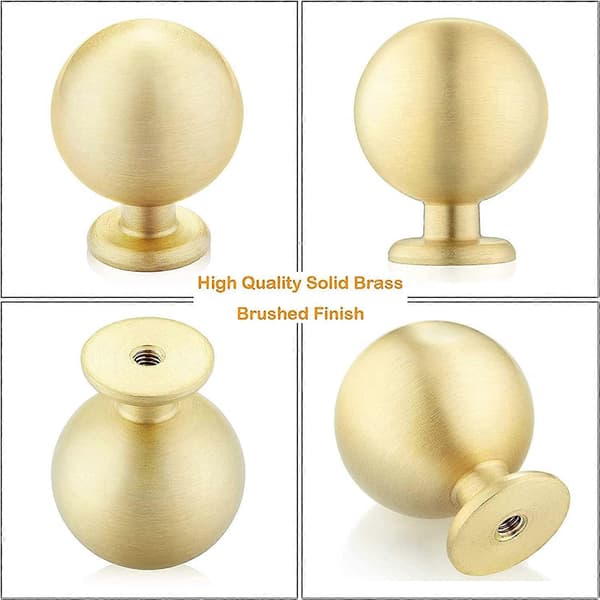 [RM] Brass Spherical Cabinet Knobs, Brushed Gold Spherical Handles, Brass Kitchen Hardware, Drawer Handles, Dresser Handles