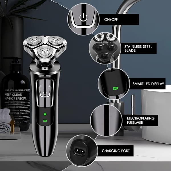 [RM]New Electric Shaver for Men, IPX7 Rechargeable Beard Trimmer for Men, D