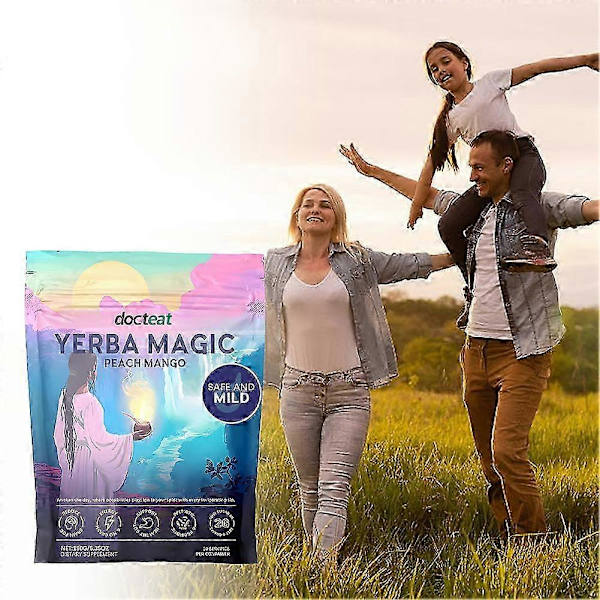 Yerba Mate Instant Tepulver, Smaker av Persika och Mango, Naturligt Mate-te med Prebiotika Peach Mango