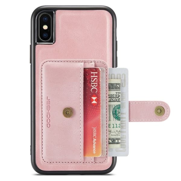 [RM]JEEHOOD Phone Case for iPhone XS Max Shockproof Wallet Pink