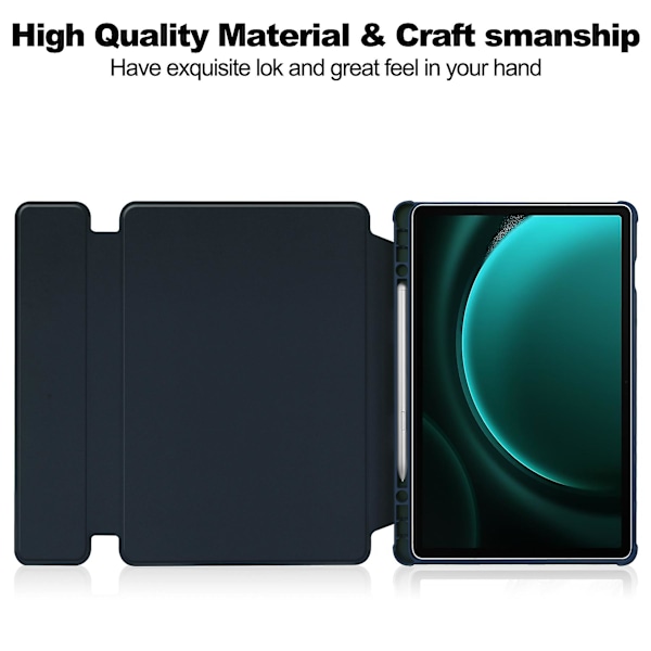 Fodral Kompatibelt med Samsung Kompatibelt med Kompatibelt med Galaxy Tab S9 FE Plus, med Bluetooth-tangentbord och roterande stativ Dark Blue