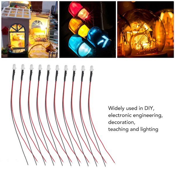 10 st 5 mm LED-dioder förkopplade elektroniska LED-lampor för dekoration 5-12 V rött ljus