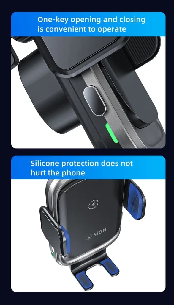[RM]SiGN Mobile Holder for Car with Wireless Charging, 15W - Black