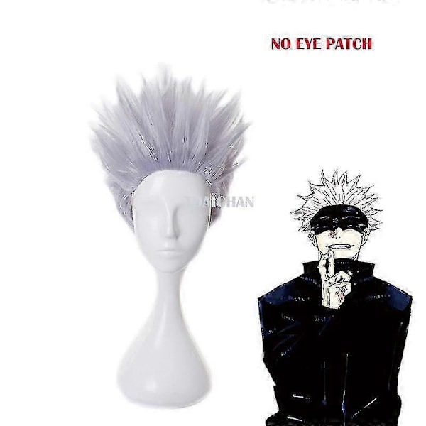 2023-gojo Satoru Cosplay Peruukit Anime Jujutsu Kaisen Gojo Lyhyet Lämmönkestävät Synteettiset Hiukset Peruukkihatulla Juhla Peruukki Ilman Silmälappua (FMY) Gojo Satoru wig A