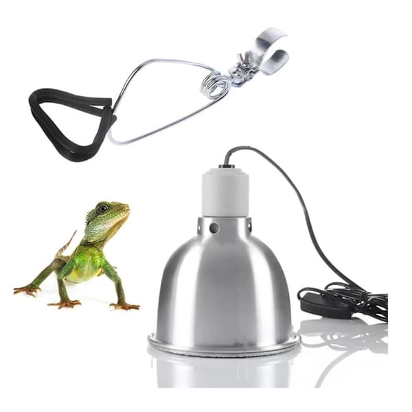 [RM] 5,5-inch Reptile Lamp with Heating Function, UVB Lamp with Black Lampshade, 1.8-meter Cord with Switch, Multifunctional Clips Black