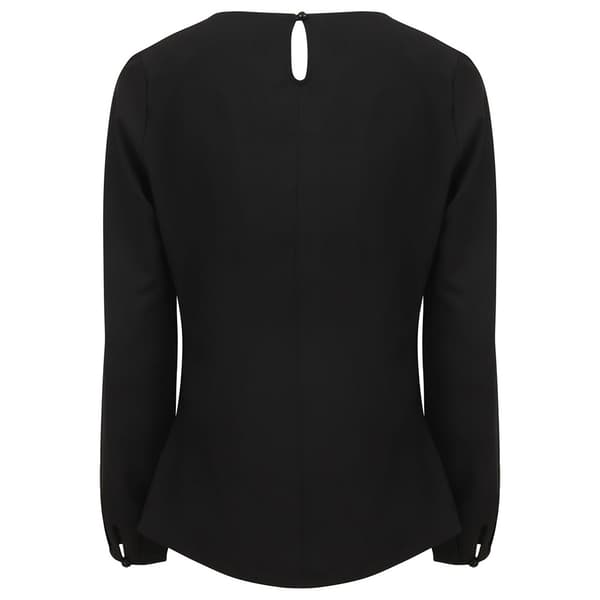 [RM]Henbury Dame/Kvinder Plisseret Front Langærmet Bluse M Sort Black Black M
