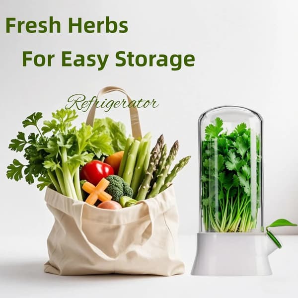[RM]2-pack Refrigerator Fresh Herb Keeper and Vegetable Storage Container, BPA-Free Clear Acrylic Storage Box, Dishwasher Safe Herb Storage Box