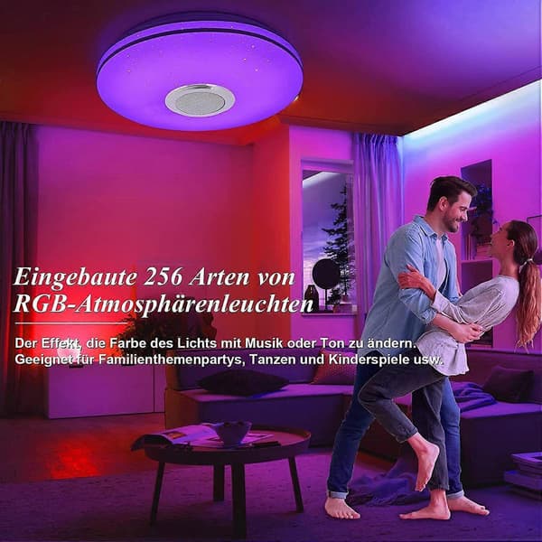 [RM]36W RGB LED Ceiling Light Bluetooth Speaker Music Lamp Dimmable with APP Remote Control