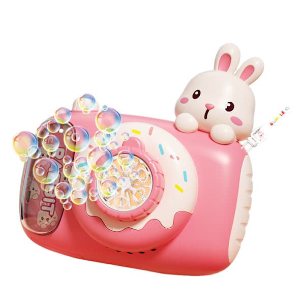 [RM]Eagle Stone Easter Bunny Bubble Machine, Kids Camera Bubble Machine, Automatic Bubble Machine with Light, Strap, 2 Bubble Water Pink pink