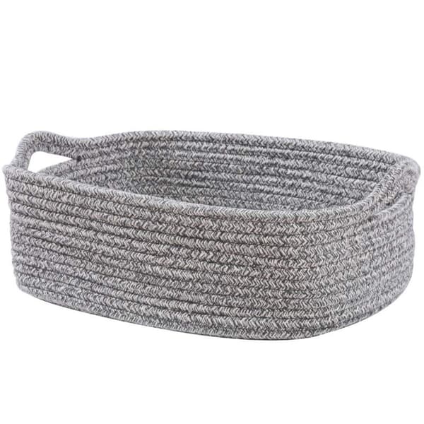 [RM]Rectangular Cotton Rope Storage Basket, Storage Basket for Bathroom, A