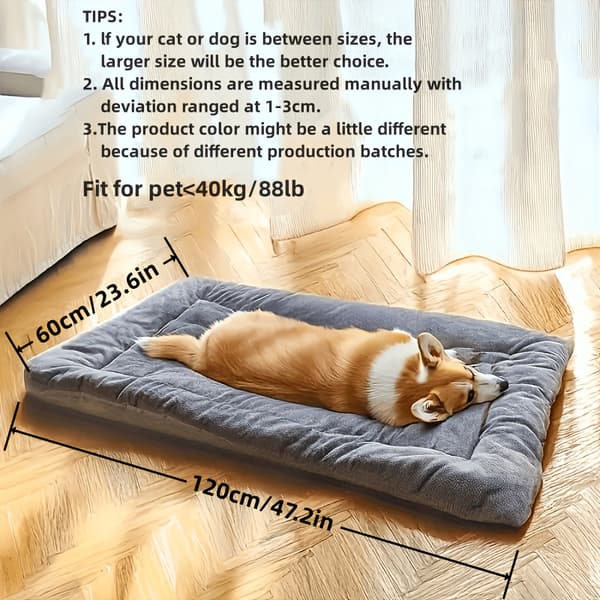 [RM] Extra Large Plush Dog Bed Sofa Cat Nest Dog Crate Mat, With 8 Thickened Ultra-Soft Polyester Pet Pads Grey