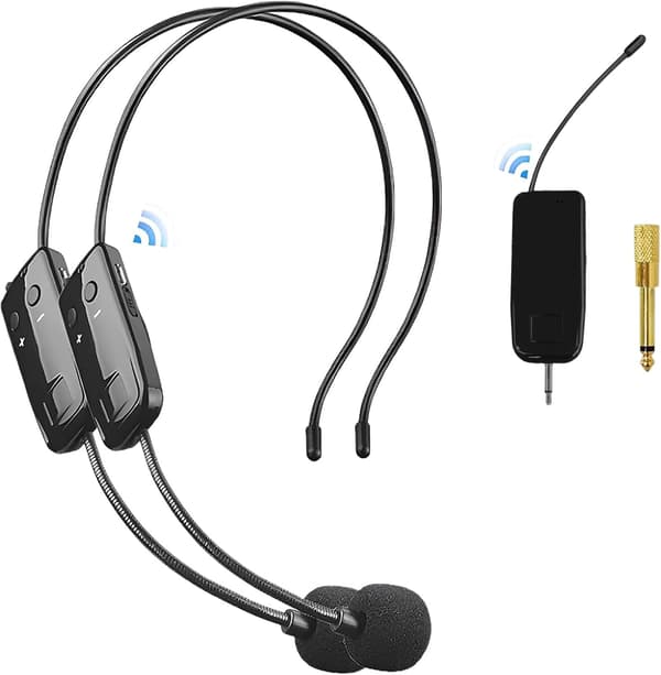 [RM]2025 Latest Model 2.4G Wireless Microphone System for Two People, 50m Long Range, Stable Transmission, Portable Headset Microphone for