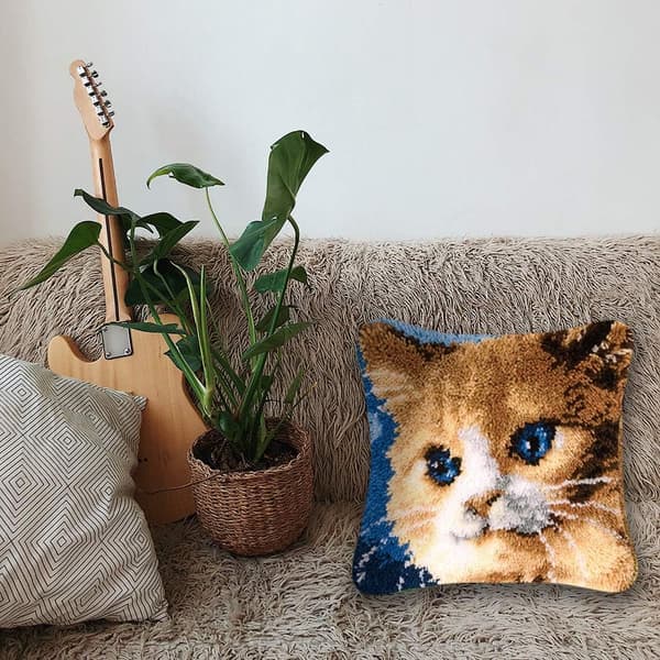 [RM]40cm × 40cm, Katte Latch Hook Komplet Sæt Pudebetræk, Pudebetræk