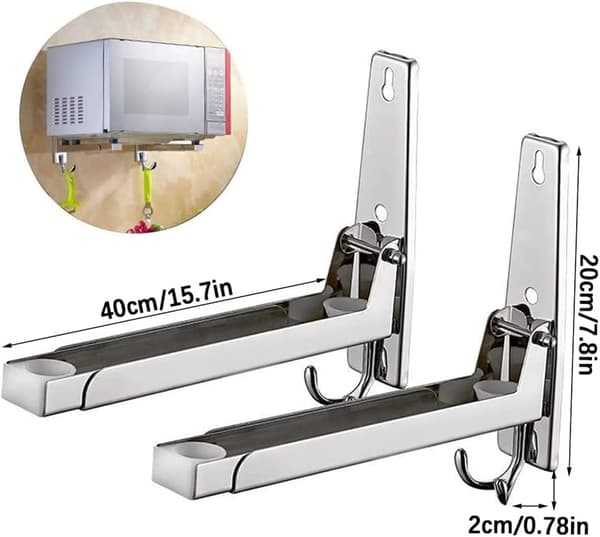 [RM] Microwave Wall Mount, Foldable Wall Brackets, Stainless Steel Microwave