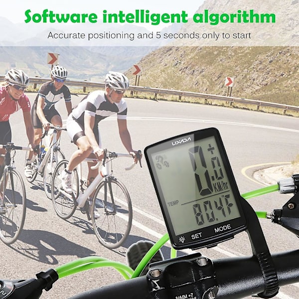 [RM]LIXADA Wireless Bicycle Computer Multifunctional LCD Screen Cycling Computer Mountain Bike Speedometer Blue Backlight