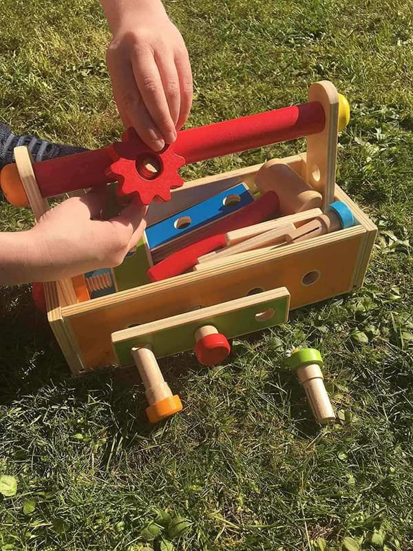 [RM]34 osaa Työkalulaatikko Puulelu. Alkaen 3v+ multifärg multicolor