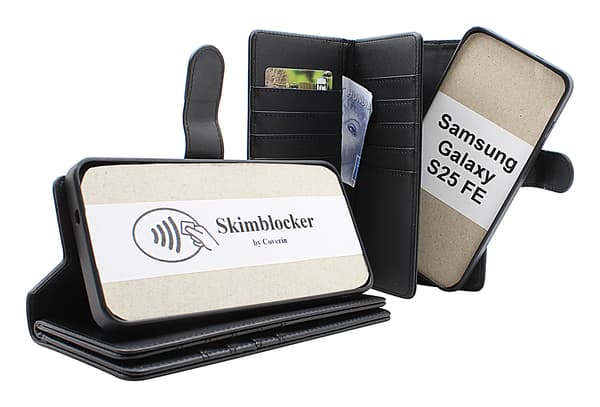 [RM]Skimblocker Samsung Galaxy S25 FE XL Magnet Wallet Case Mörkblå