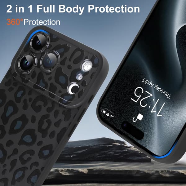 [RM] Compatible with iPhone 17 Pro Max Case 2025 Cute Pattern Leopard Print Cheetah Camera Protection, Cheetah Pattern Shockproof Silicone for Girls