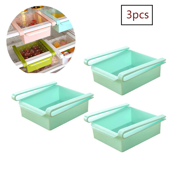 [RM] Refrigerator Organizer, Space-Saving Shelf with Safe ABS Plastic, Multiple Uses for Kitchen and Wardrobes, Blue