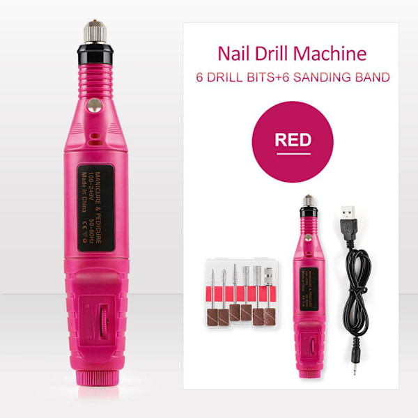 Komplett Akryl Nagelkit med Manikyr Tillbehör, Portabel Nagel Fräsmaskin Kompatibel med DIY Nagelkonst 0.7