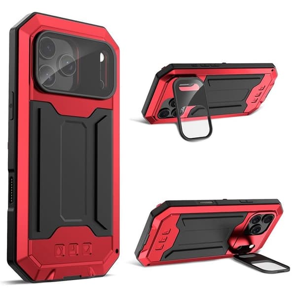 [RM]R-JUST iPhone 17 Pro Max Mobile Case With Tempered Glass - Red 336