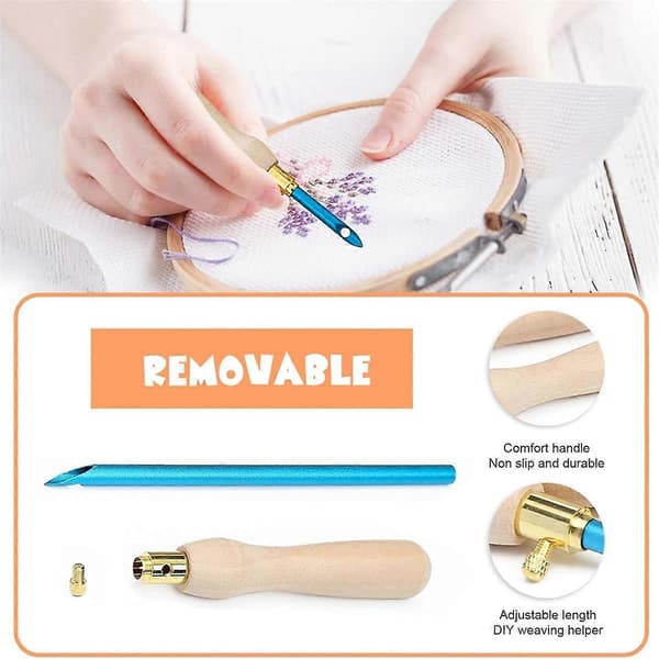 [RM]35 Pcs Punch Needle Kit, Adjustable Punch Needle Embroidery Kit, Sewing Art Needle Tool for Beginners