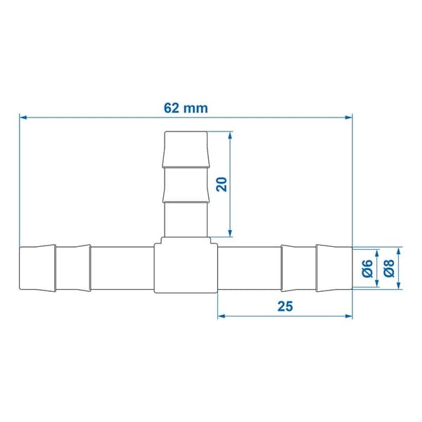 [RM]Vattenslangskoppling T-stycke 8mm per styck 1000