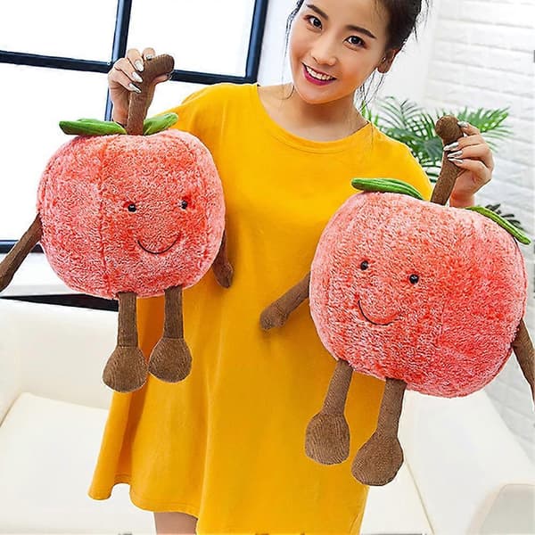 [RM]Funny Plush Smiling Cherry Watermelon Fruit Stuffed Doll Home Bed Sofa Decor Gifts（S, Cherry）