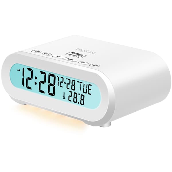 [RM]Vækkeur Temp/Luftfugtighed USB-C/Batteridrift Hvid 190