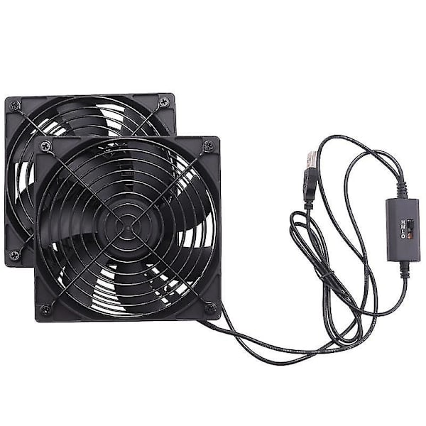 Dubbla 120mm 5v USB-drivna PC-routerfläktar med hastighetsregulator Högt luftflöde Kylfläkt för router CY As shown
