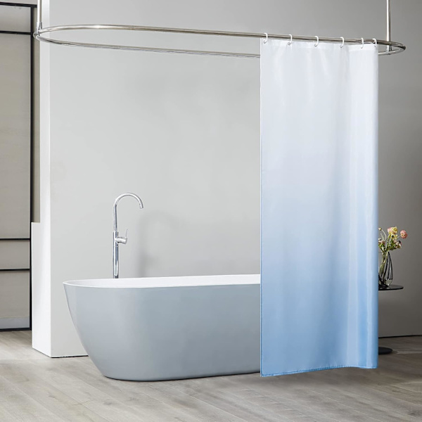 [RM]Light Blue Gradient Shower Curtain Mildew Resistant Machine Washable