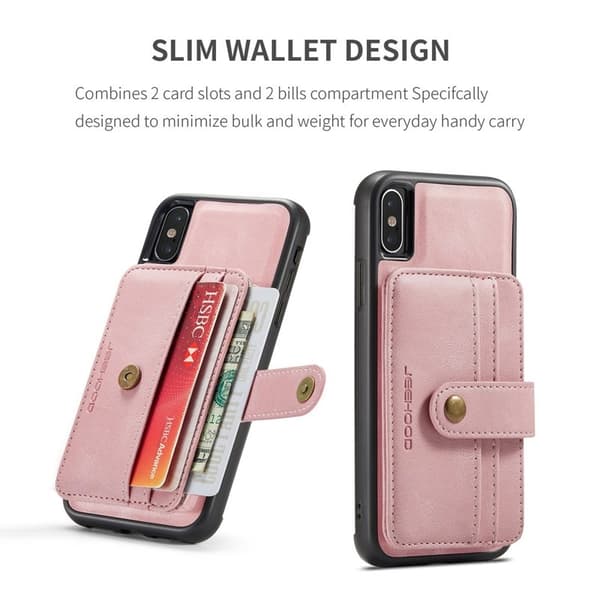 [RM]JEEHOOD Phone Case for iPhone XS Max Shockproof Wallet Pink