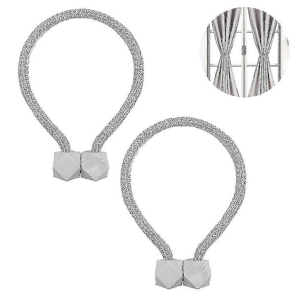 [RM](Grey) 2 Pcs Magnetic Curtain Tiebacks, Flexible Drape Tiebacks, Decorative Drape Tieback Holders For Window Drapes, No Tools Required