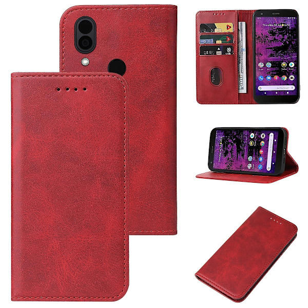 [RM]Magnetisk Lærveske til Cat S62 Pro Red