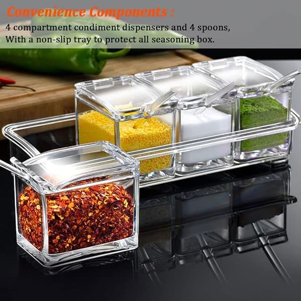 [RM]Spice Jar with 4 Spoons, Lid and Spoon, 4-pack