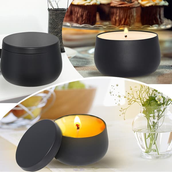 [RM]8 Empty Candle Making Jars - 240 ml Mini Containers - DIY Kit - For Storing Dry Tea, Candy & Spices - Gift Idea - Black