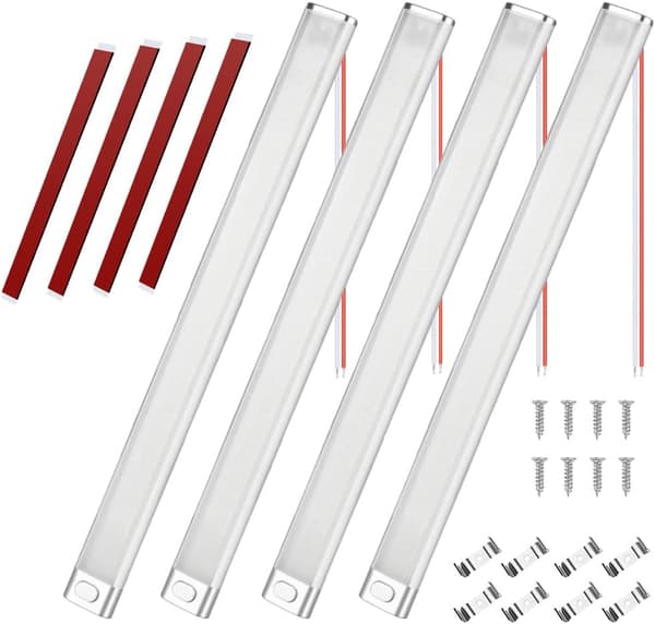[RM] 4 pcs 12V LED Van Interior Lighting Kit, 168 LEDs RV Ceiling Light, 4-pack Strip Light Bar with ON/OFF Switch [Energy Class G]