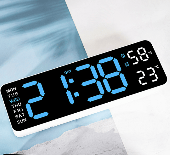 [RM] Large Digital Wall Clock, Extra Large LED Display, Automatic Daylight Saving Time, Date, Indoor Temperature, 24-Hour Electronic Wall Clock