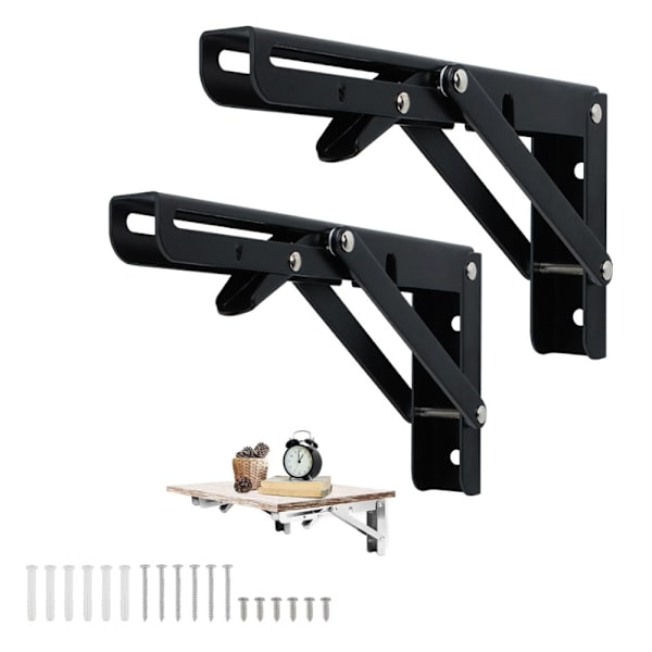 [RM]2 pcs 200 mm black wall folding bracket, folding bracket folding bracket heavy Loa