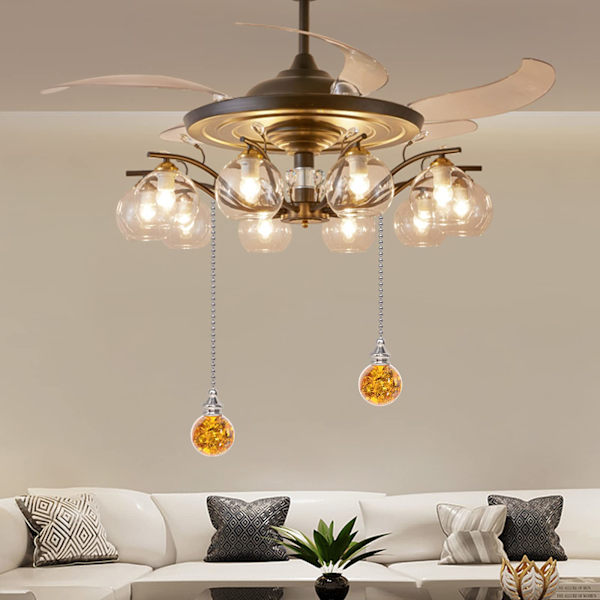 [RM]5 Pieces Amber Crystal Ceiling Fan Pull Chain Rainbow Fan Pull Chain Extension with Connector for Ceiling Light Ceiling Fan